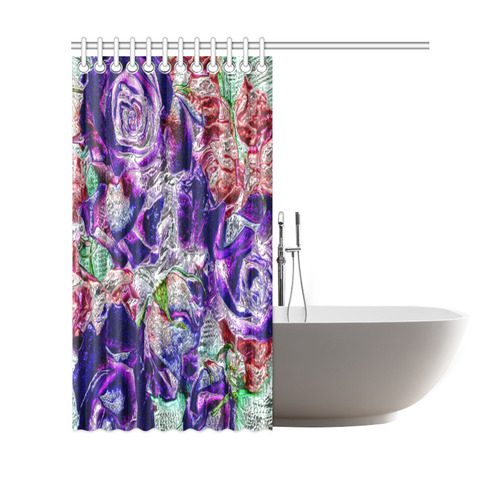 Floral glossy Chrome 01A by FeelGood Shower Curtain 69"x70"