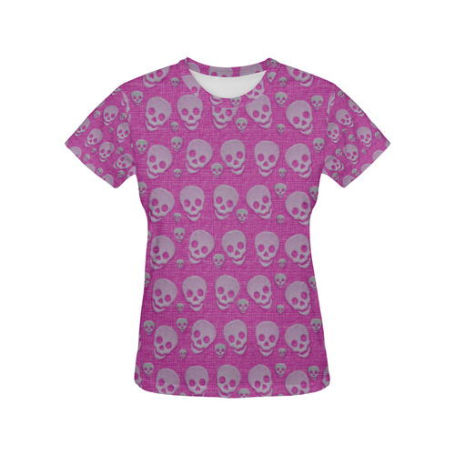 SKULLS PINK LADY All Over Print T-Shirt for Women (USA Size) (Model T40)