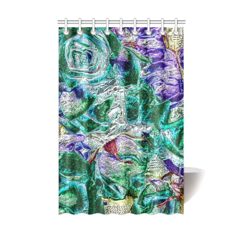 Floral glossy Chrome 01B by FeelGood Shower Curtain 48"x72"