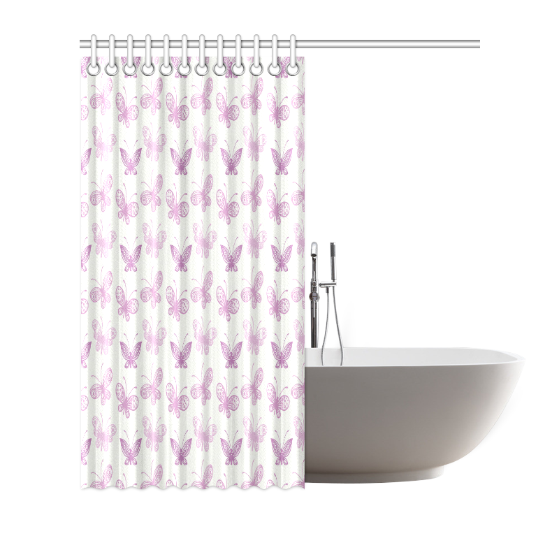 Fantastic Pink Butterflies Shower Curtain 72"x72"