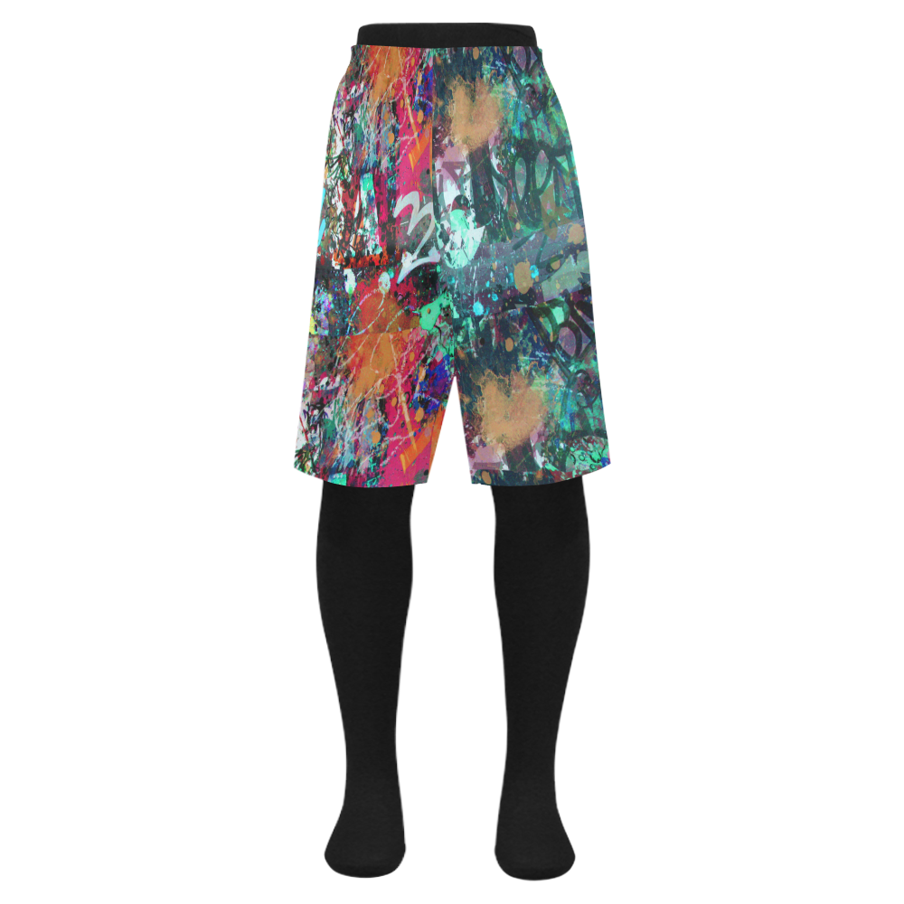 Graffiti Wall and Paint Splatter Men's Swim Trunk (Model L21)