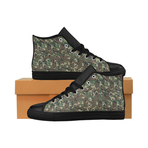 Forest Camouflage Military Pattern Aquila High Top Microfiber Leather Men's Shoes/Large Size (Model 032)