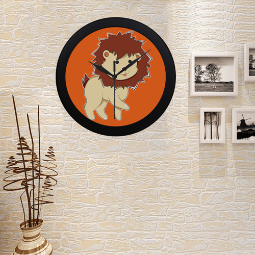 Happy Cartoon Baby Lion Circular Plastic Wall clock