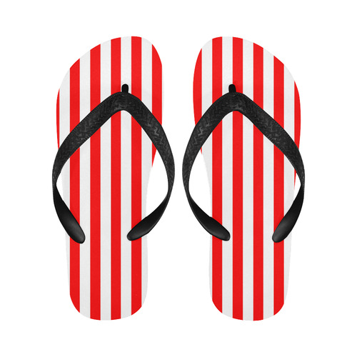 Red and White Stripes Flip Flops for Men/Women (Model 040)