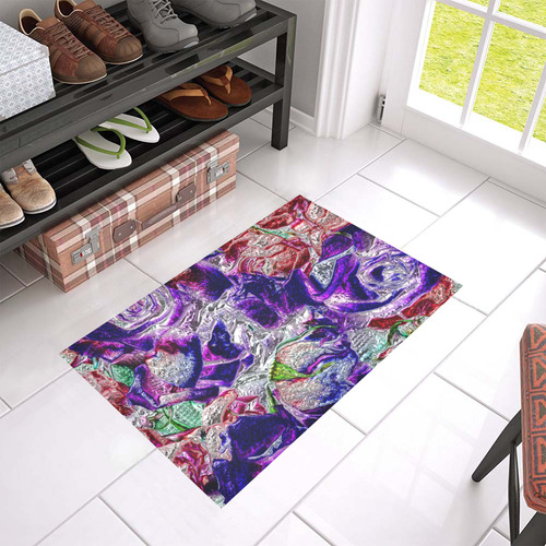 Floral glossy Chrome 01A by FeelGood Azalea Doormat 24" x 16" (Sponge Material)