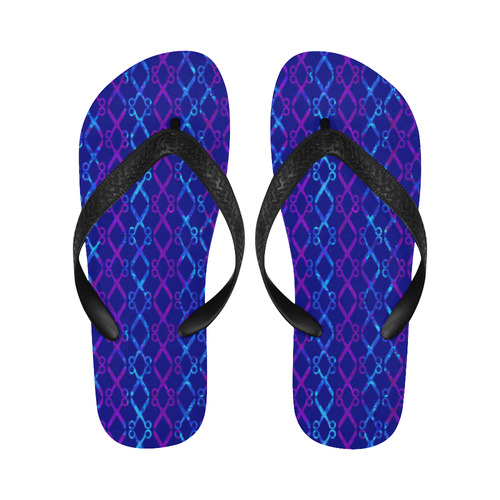 Scissor Stripes - Blue and Purple Flip Flops for Men/Women (Model 040)