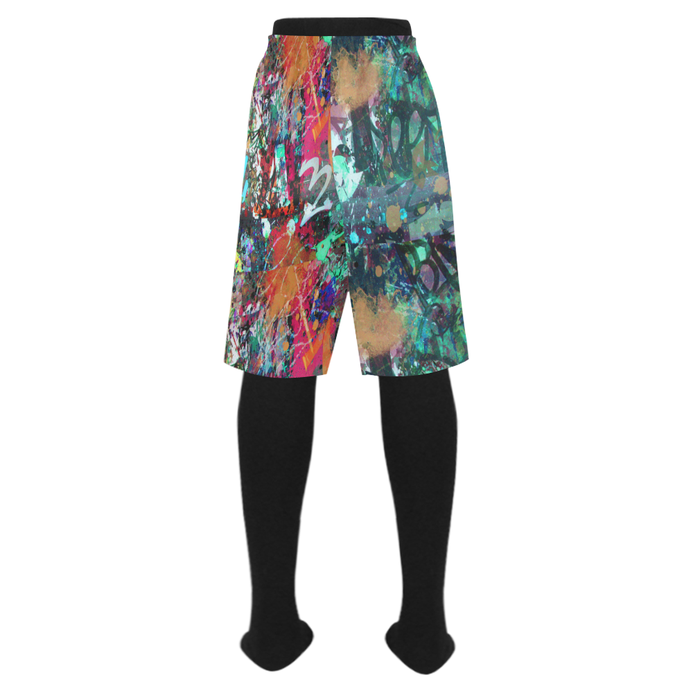 Graffiti Wall and Paint Splatter Men's Swim Trunk (Model L21)