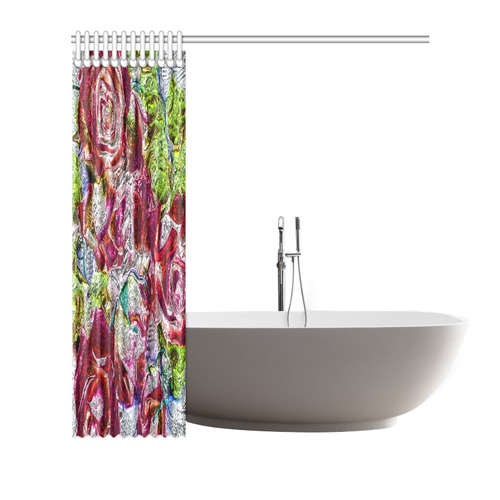 Floral glossy  Chrome 01C by FeelGood Shower Curtain 72"x72"