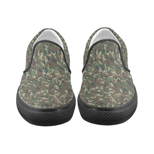 Forest Camouflage Military Pattern Men's Unusual Slip-on Canvas Shoes (Model 019)