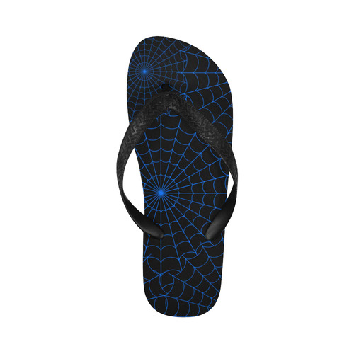 Halloween Spiderwebs - Blue Flip Flops for Men/Women (Model 040)