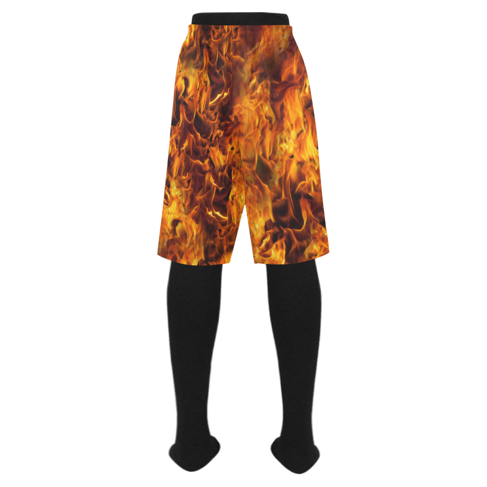 Flaming Fire Pattern Men's Swim Trunk (Model L21)