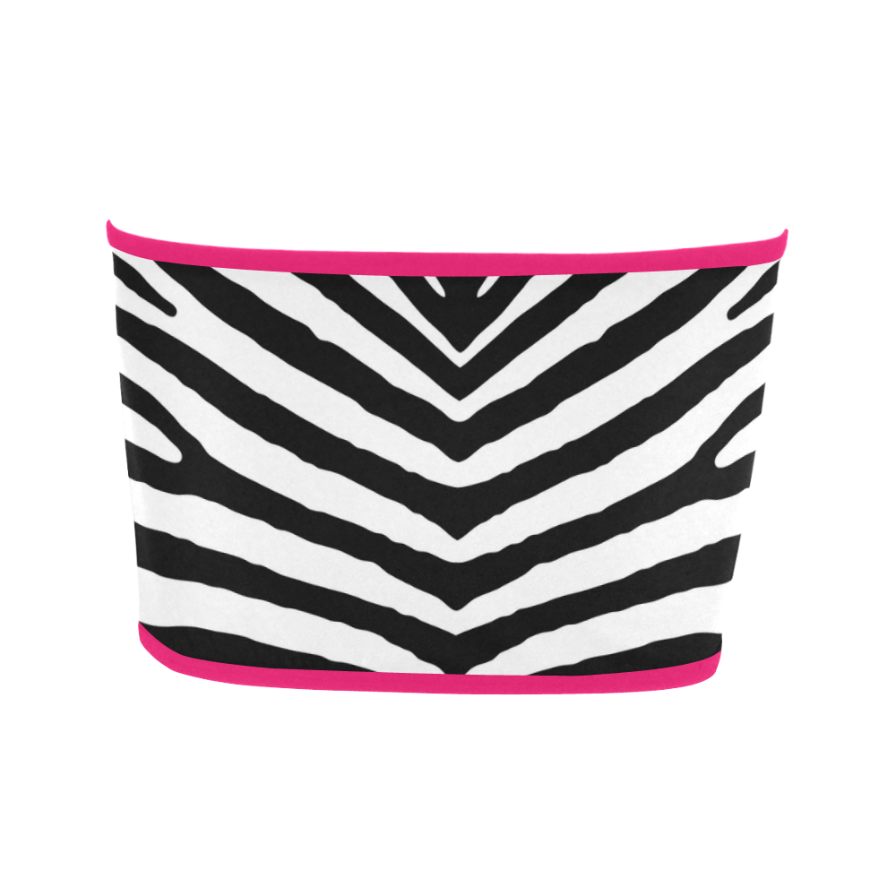 Black and White Zebra Safari Stripes Hot Pink Piping Bandeau Top