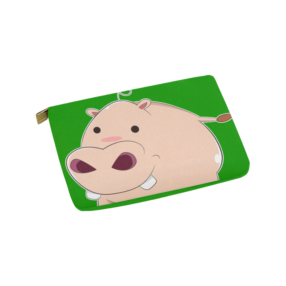 Happy Cartoon Baby Hippo Carry-All Pouch 9.5''x6''