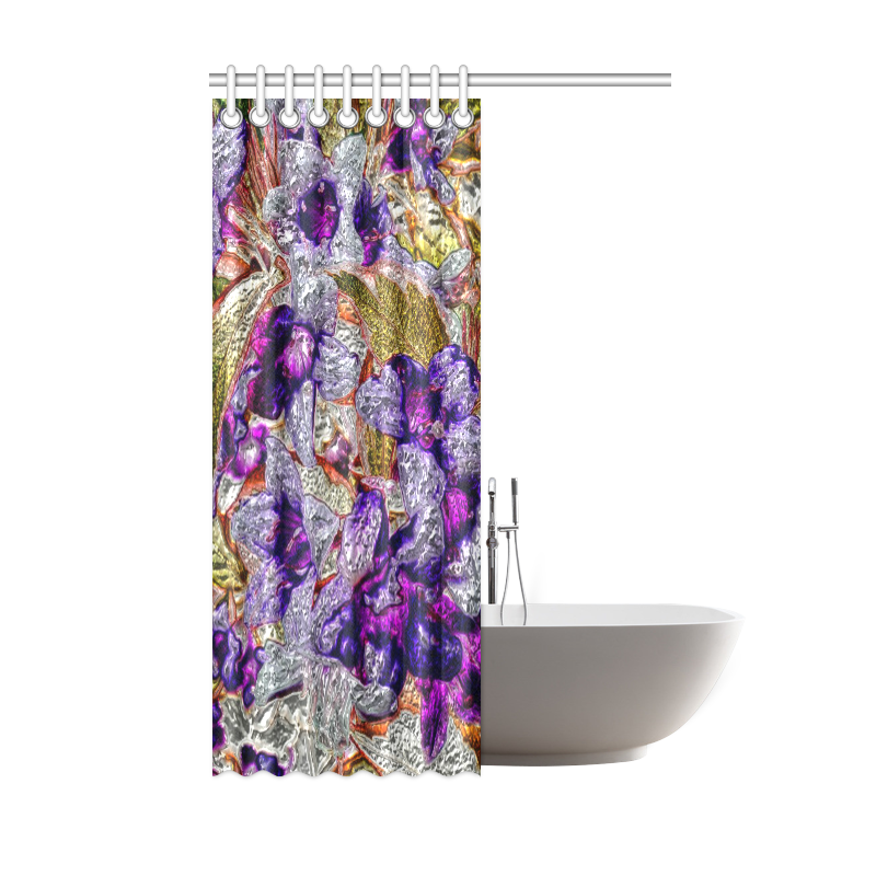 Floral glossy Chrome 2B by FeelGood Shower Curtain 48"x72"