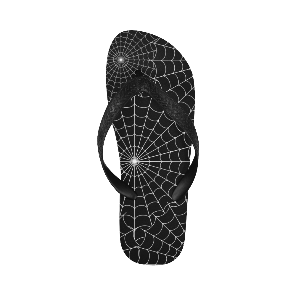 Halloween Spiderwebs - White Flip Flops for Men/Women (Model 040)