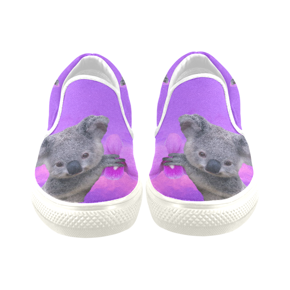 Koala and Orchid Slip-on Canvas Shoes for Kid (Model 019)