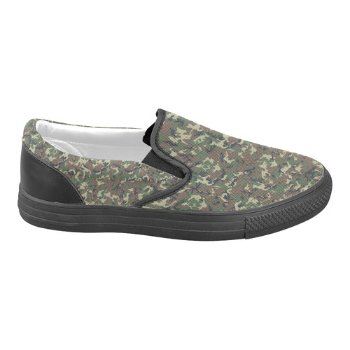 Forest Camouflage Military Pattern Slip-on Canvas Shoes for Men/Large Size (Model 019)