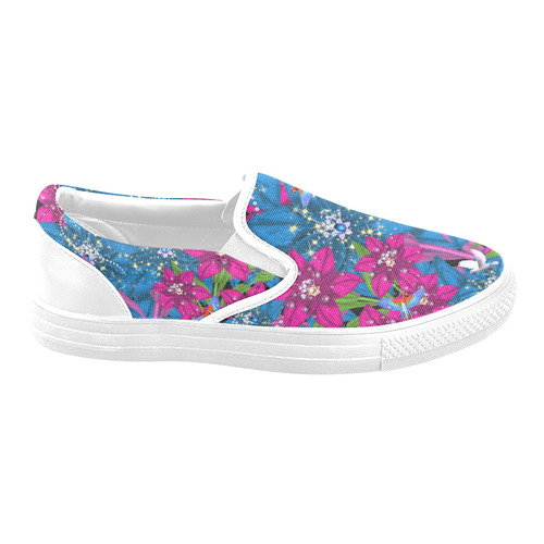 Floral is the new black - 2 Women's Unusual Slip-on Canvas Shoes (Model 019)