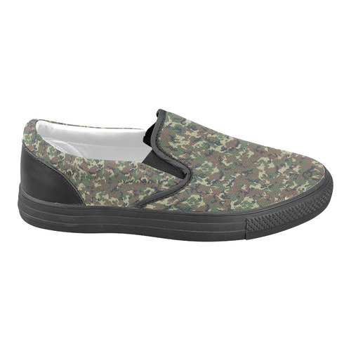 Forest Camouflage Military Pattern Men's Unusual Slip-on Canvas Shoes (Model 019)