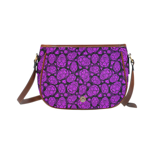 Sugar Skull Pattern - Purple Saddle Bag/Small (Model 1649) Full Customization