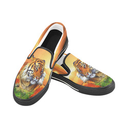 Sumatran Tiger Slip-on Canvas Shoes for Kid (Model 019)