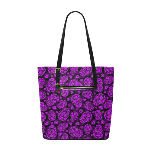 Sugar Skull Pattern - Purple Euramerican Tote Bag/Small (Model 1655)