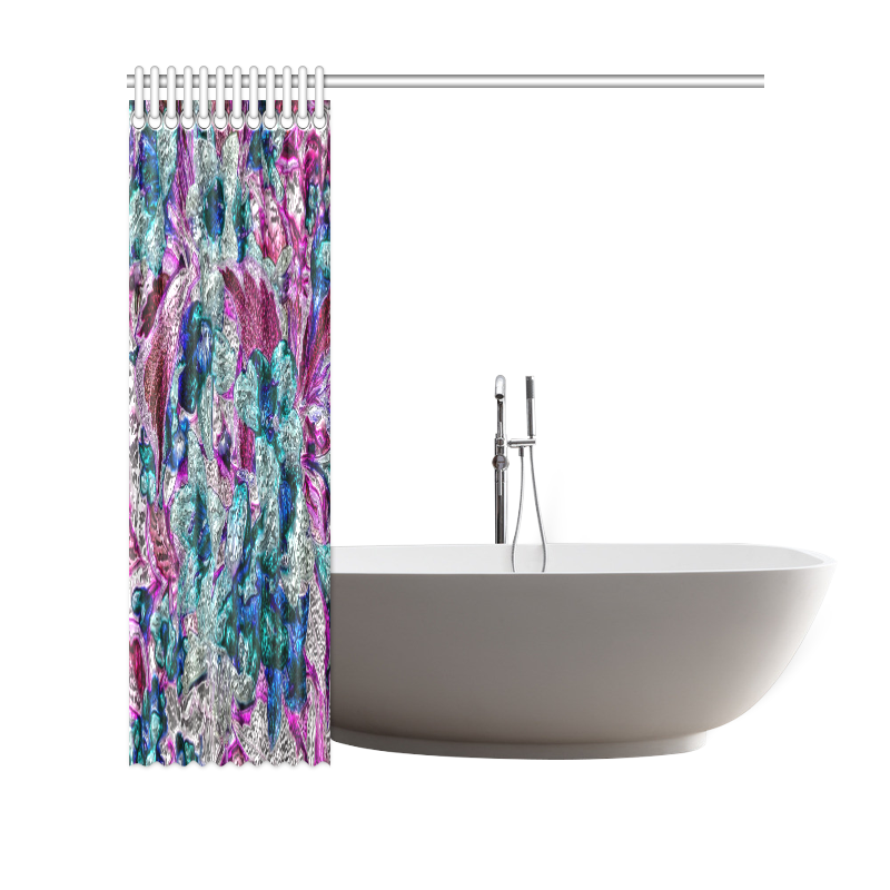 Floral, glossy Chrome 2C by FeelGood Shower Curtain 69"x70"