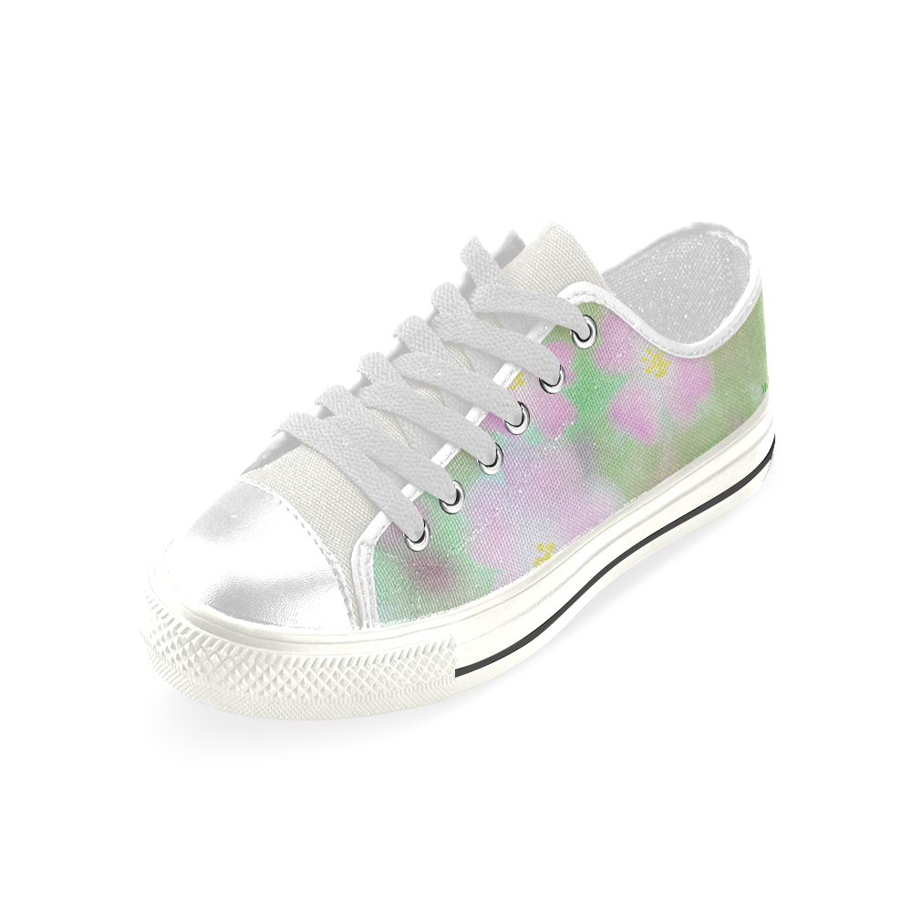 Pink Wild Roses. Inspired by the Magic Island of Gotland. Low Top Canvas Shoes for Kid (Model 018)