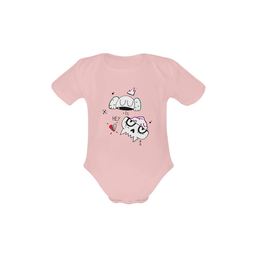 brainz pink Baby Powder Organic Short Sleeve One Piece (Model T28)