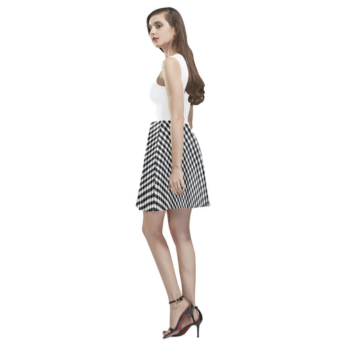 Large Black & White Gingham Check Thea Sleeveless Skater Dress(Model D19)