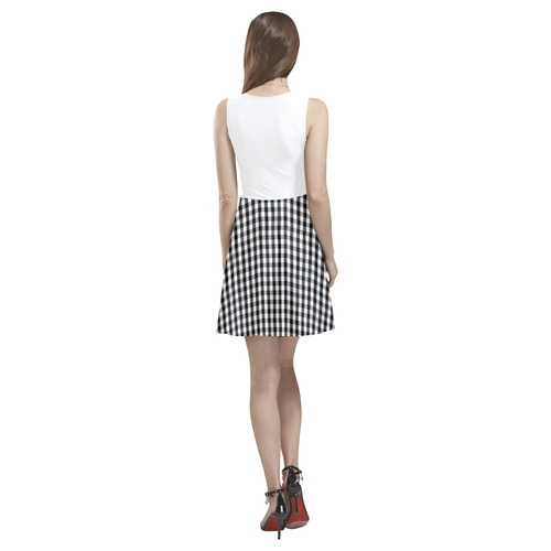 Large Black & White Gingham Check Thea Sleeveless Skater Dress(Model D19)