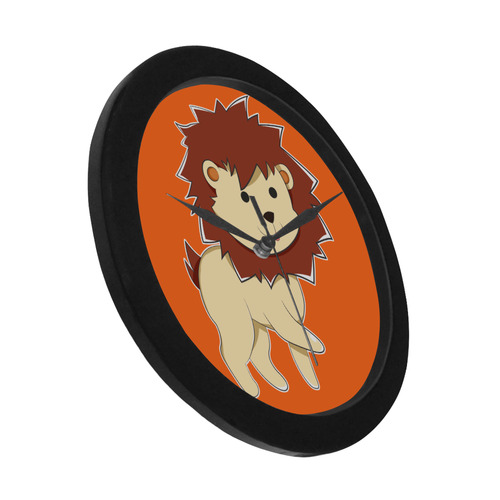 Happy Cartoon Baby Lion Circular Plastic Wall clock