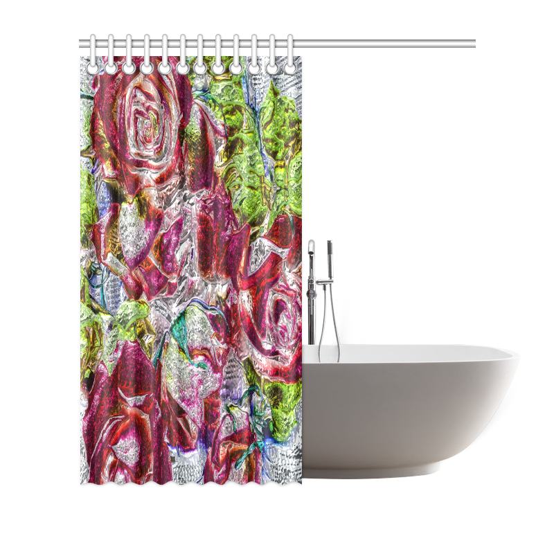Floral glossy  Chrome 01C by FeelGood Shower Curtain 72"x72"