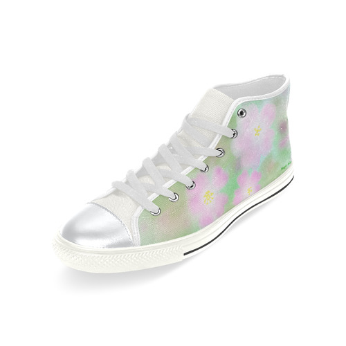 Pink Wild Roses. Inspired by the Magic Island of Gotland. High Top Canvas Women's Shoes/Large Size (Model 017)