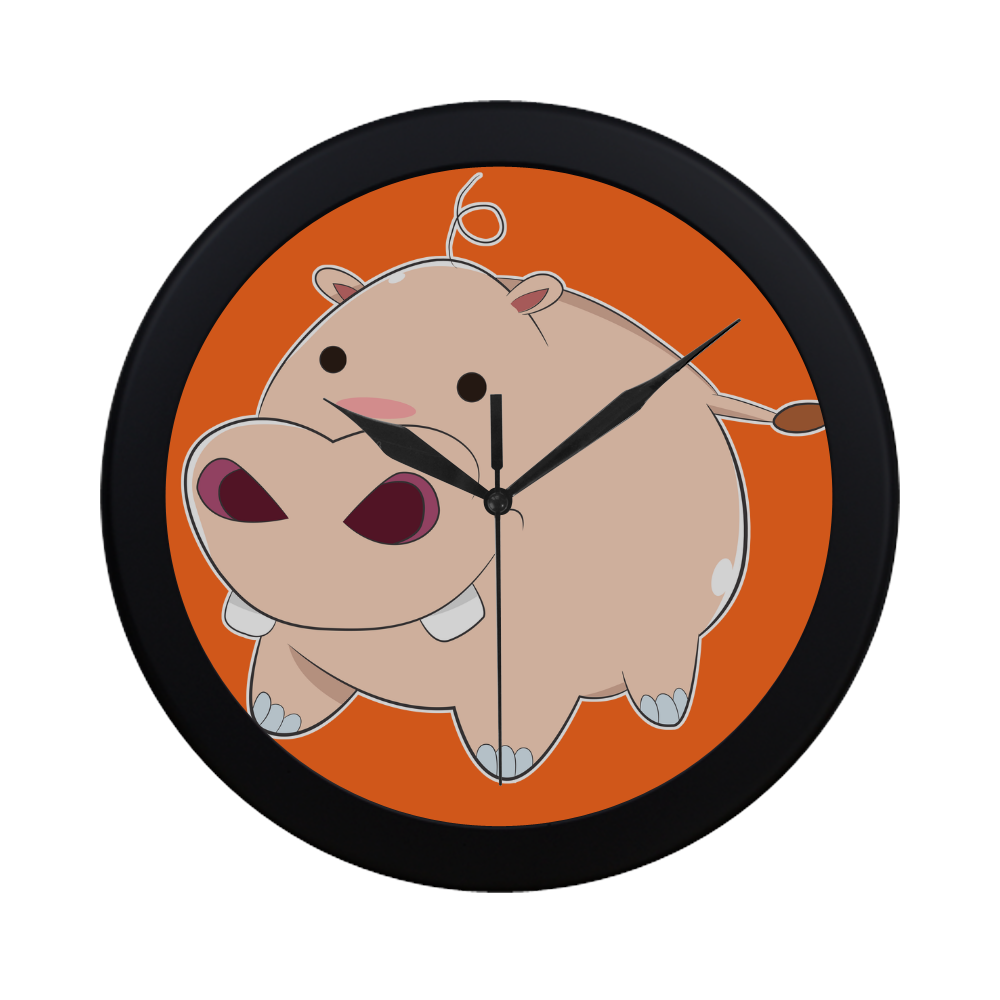 Happy Cartoon Baby Hippo Circular Plastic Wall clock