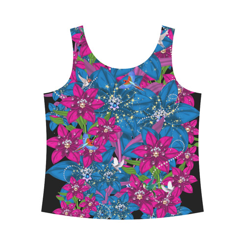 Floral is the new black - 2 All Over Print Tank Top for Women (Model T43)