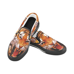 Tiger and Flame Slip-on Canvas Shoes for Kid (Model 019)