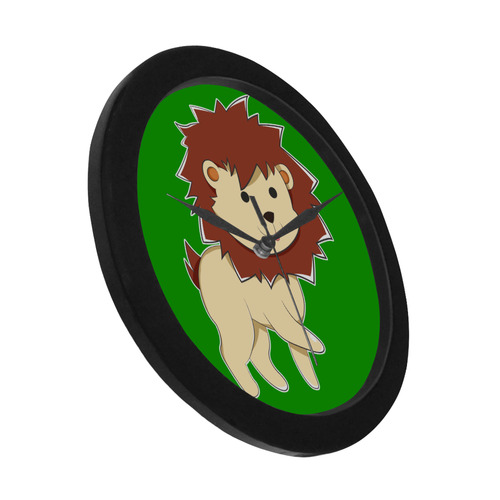 Happy Cartoon Baby Lion Circular Plastic Wall clock