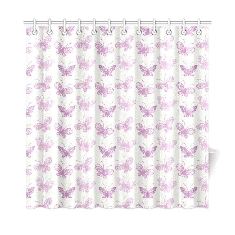 Fantastic Pink Butterflies Shower Curtain 72"x72"