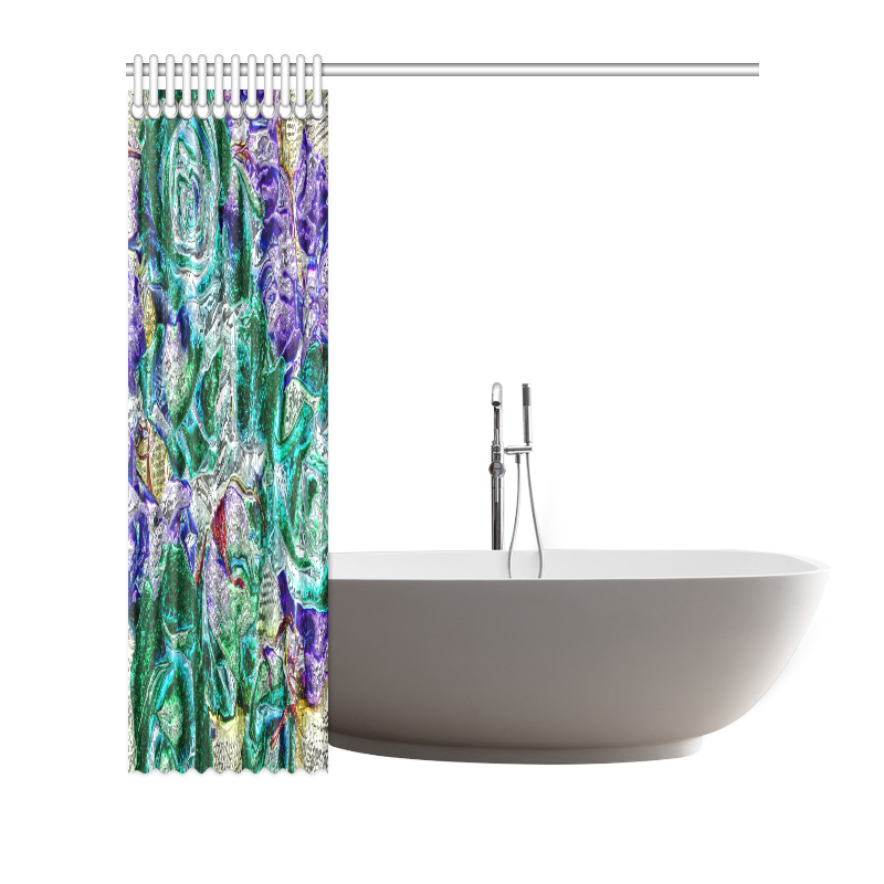 Floral glossy Chrome 01B by FeelGood Shower Curtain 72"x72"