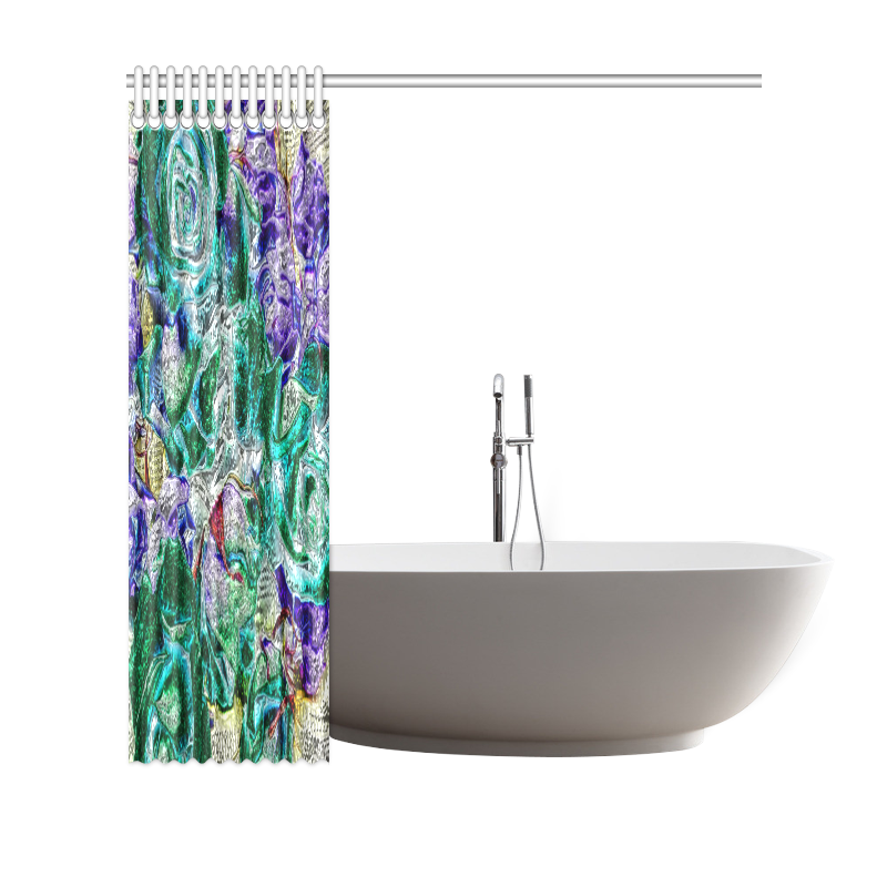 Floral glossy Chrome 01B by FeelGood Shower Curtain 69"x70"