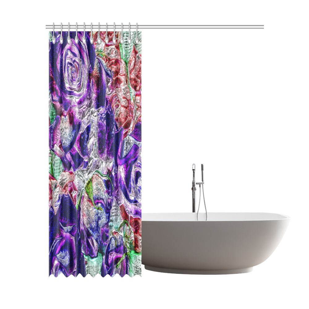 Floral glossy Chrome 01A by FeelGood Shower Curtain 72"x84"