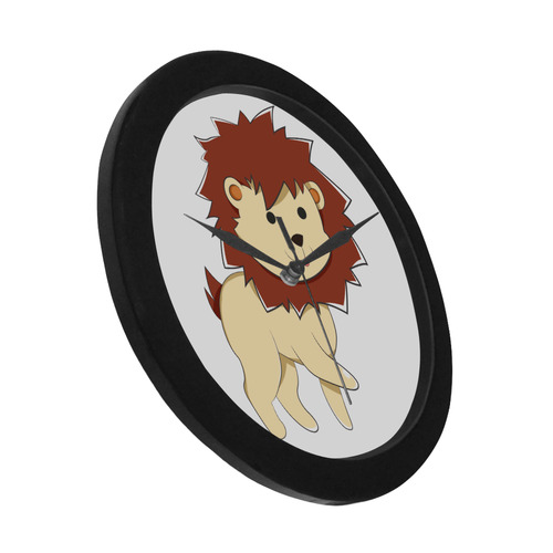 Happy Cartoon Baby Lion Circular Plastic Wall clock