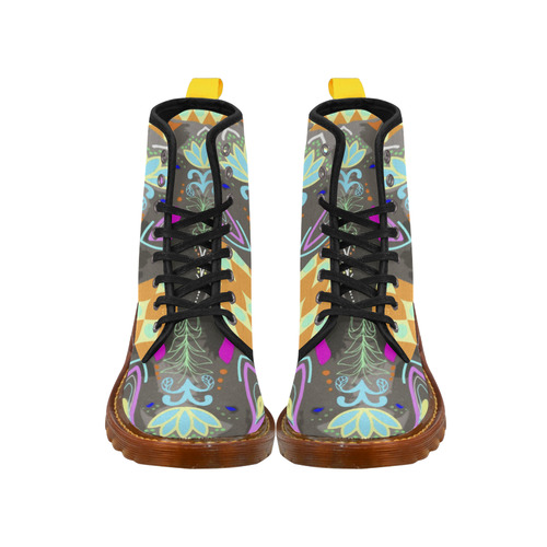 Painted Indian Elephant Geometric Background Martin Boots For Women Model 1203H