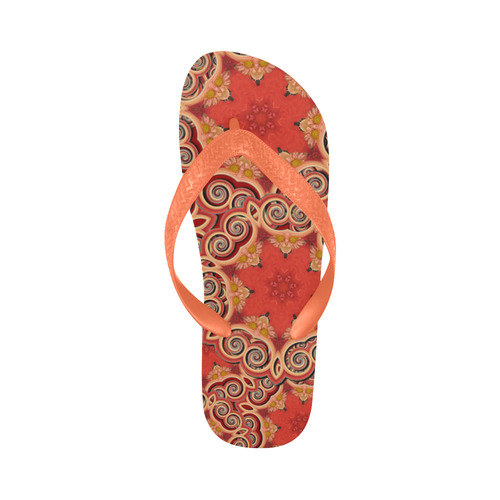 K143 Cinnamon Color Curls and Swirls Flip Flops for Men/Women (Model 040)