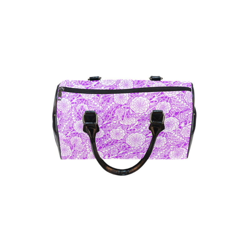 Purple White Flowers Boston Handbag (Model 1621)