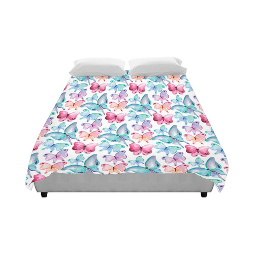 Watercolor Colorful Butterflies Duvet Cover 86"x70" ( All-over-print)
