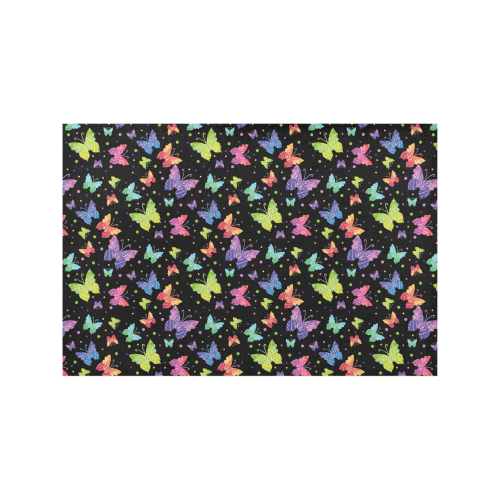 Colorful Butterflies Black Edition Placemat 12’’ x 18’’ (Set of 2)