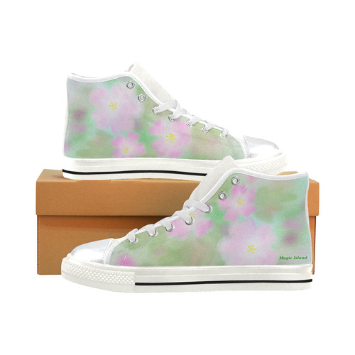 Pink Wild Roses. Inspired by the Magic Island of Gotland. High Top Canvas Shoes for Kid (Model 017)