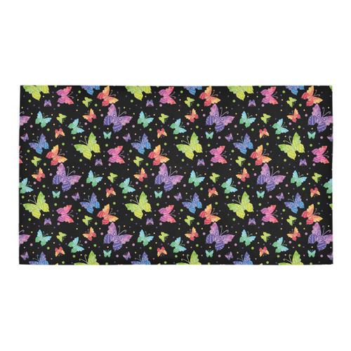 Colorful Butterflies Black Edition Bath Rug 16''x 28''